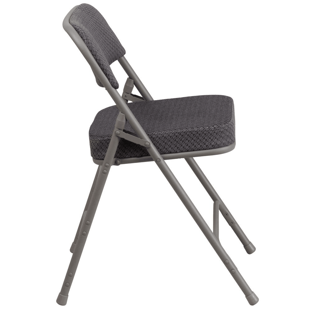 2 Pk. HERCULES Series Premium Curved Triple Braced & Double Hinged Gray Fabric Metal Folding Chair - Mervyns