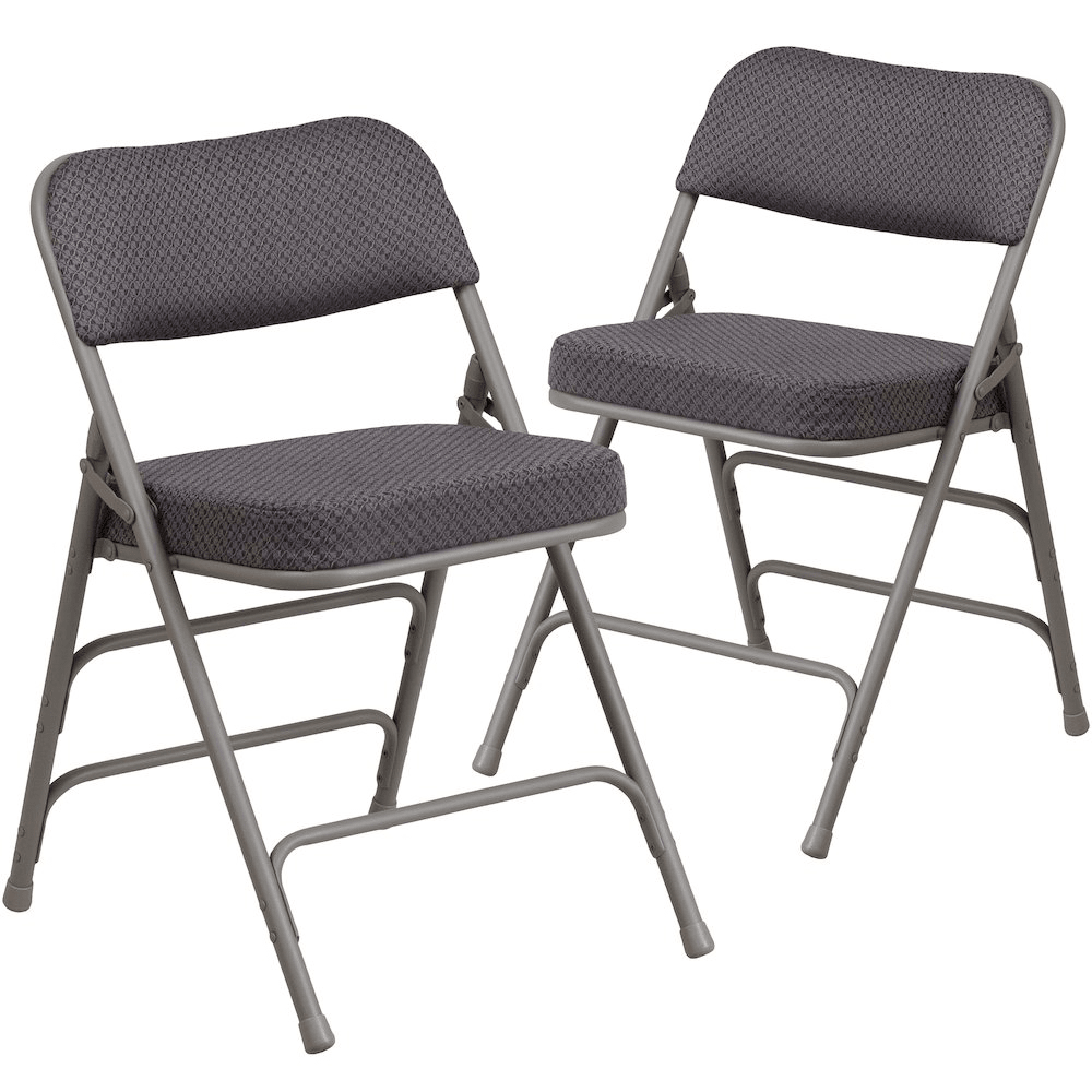 2 Pk. HERCULES Series Premium Curved Triple Braced & Double Hinged Gray Fabric Metal Folding Chair - Mervyns