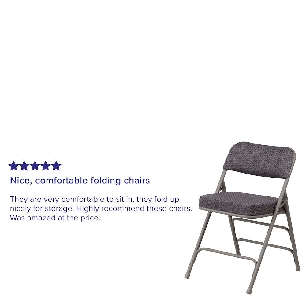2 Pk. HERCULES Series Premium Curved Triple Braced & Double Hinged Gray Fabric Metal Folding Chair - Mervyns