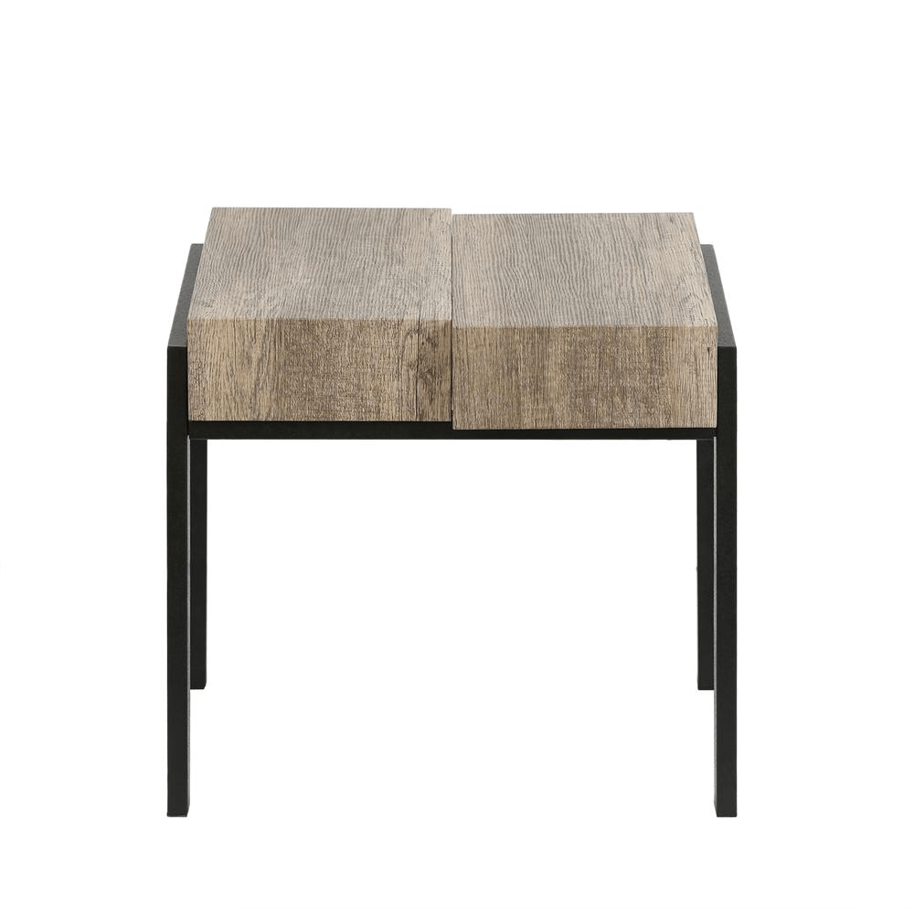 20" H Engineered Wood and Metal Side Table, Rustic Oak - Mervyns