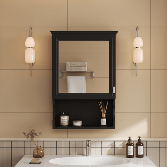 20'' Wall Mounted Bathroom Storage Cabinet with Mirror, Wall Mounted Home Storage with Door, Mirrored Wall Medicine Cabinet - Mervyns