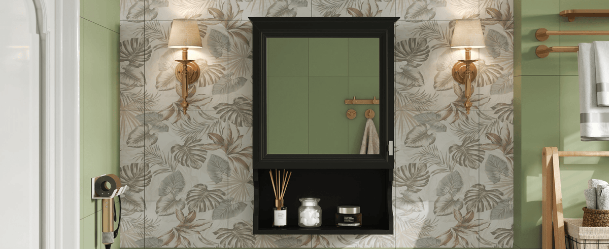 20'' Wall Mounted Bathroom Storage Cabinet with Mirror, Wall Mounted Home Storage with Door, Mirrored Wall Medicine Cabinet - Mervyns