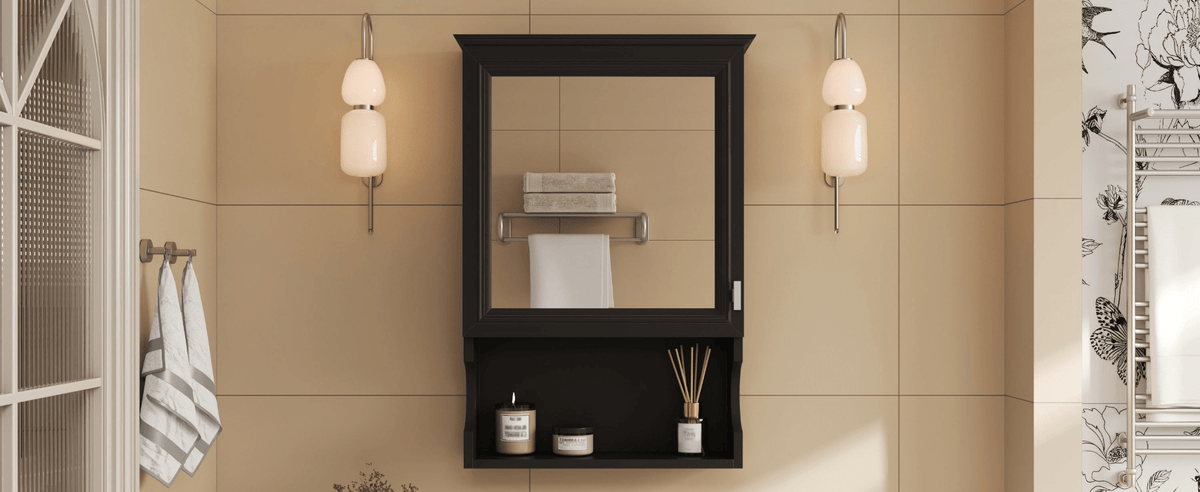 20'' Wall Mounted Bathroom Storage Cabinet with Mirror, Wall Mounted Home Storage with Door, Mirrored Wall Medicine Cabinet - Mervyns