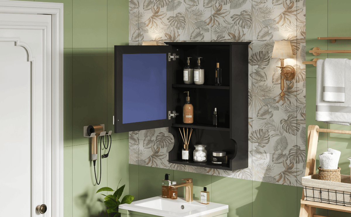 20'' Wall Mounted Bathroom Storage Cabinet with Mirror, Wall Mounted Home Storage with Door, Mirrored Wall Medicine Cabinet - Mervyns