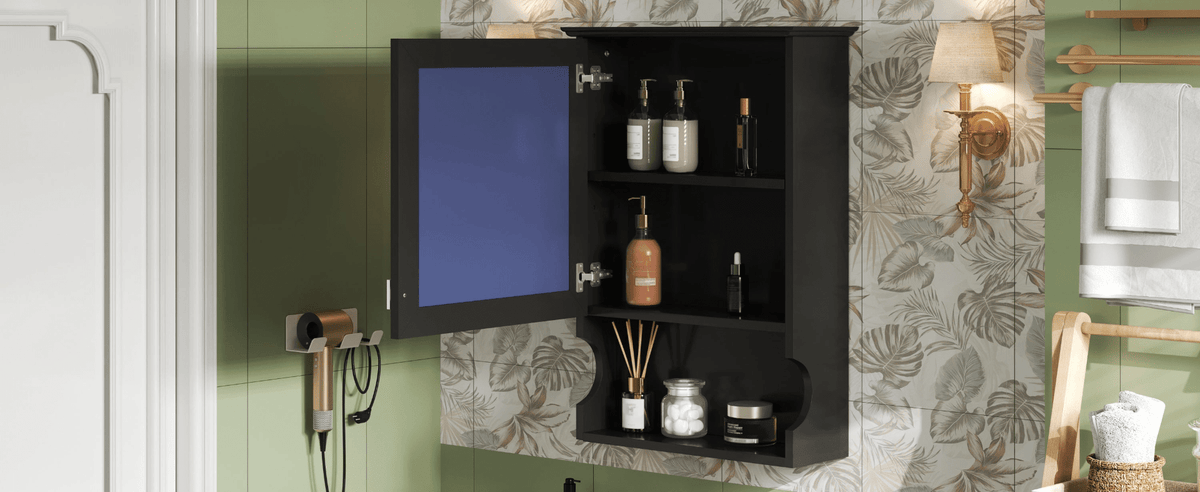 20'' Wall Mounted Bathroom Storage Cabinet with Mirror, Wall Mounted Home Storage with Door, Mirrored Wall Medicine Cabinet - Mervyns