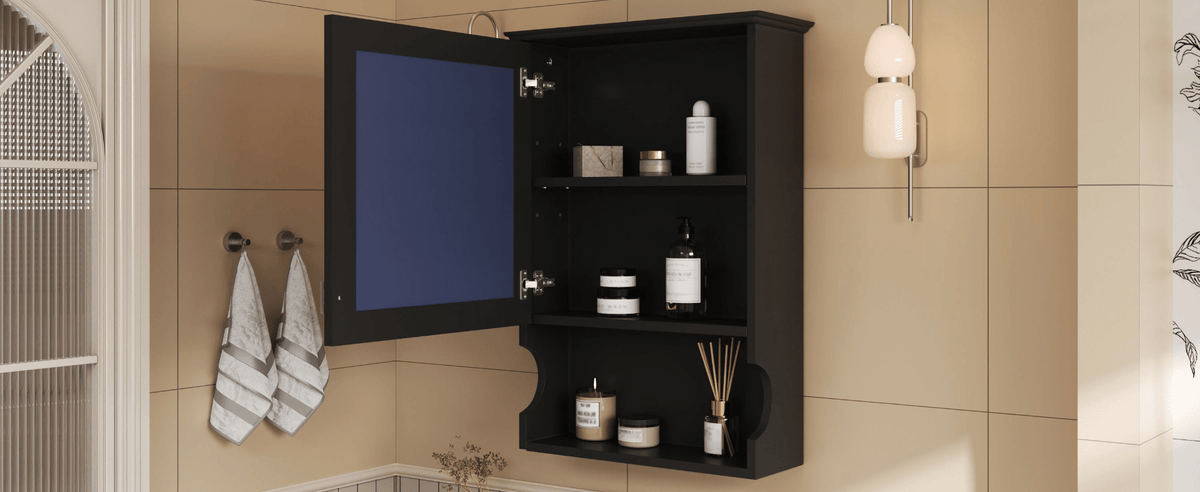 20'' Wall Mounted Bathroom Storage Cabinet with Mirror, Wall Mounted Home Storage with Door, Mirrored Wall Medicine Cabinet - Mervyns
