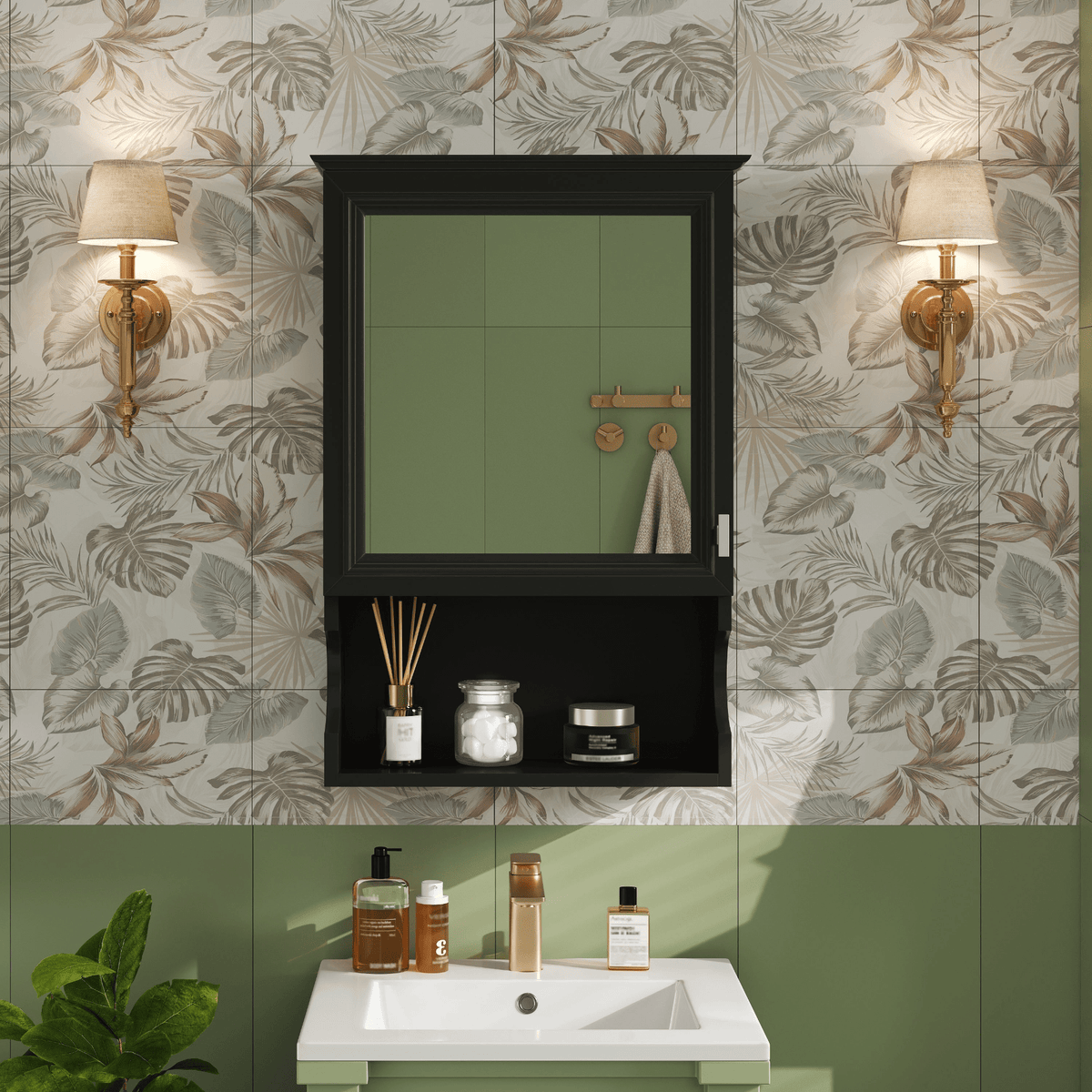 20'' Wall Mounted Bathroom Storage Cabinet with Mirror, Wall Mounted Home Storage with Door, Mirrored Wall Medicine Cabinet - Mervyns