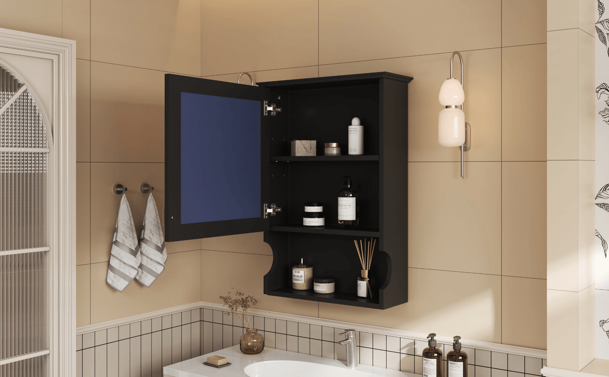 20'' Wall Mounted Bathroom Storage Cabinet with Mirror, Wall Mounted Home Storage with Door, Mirrored Wall Medicine Cabinet - Mervyns