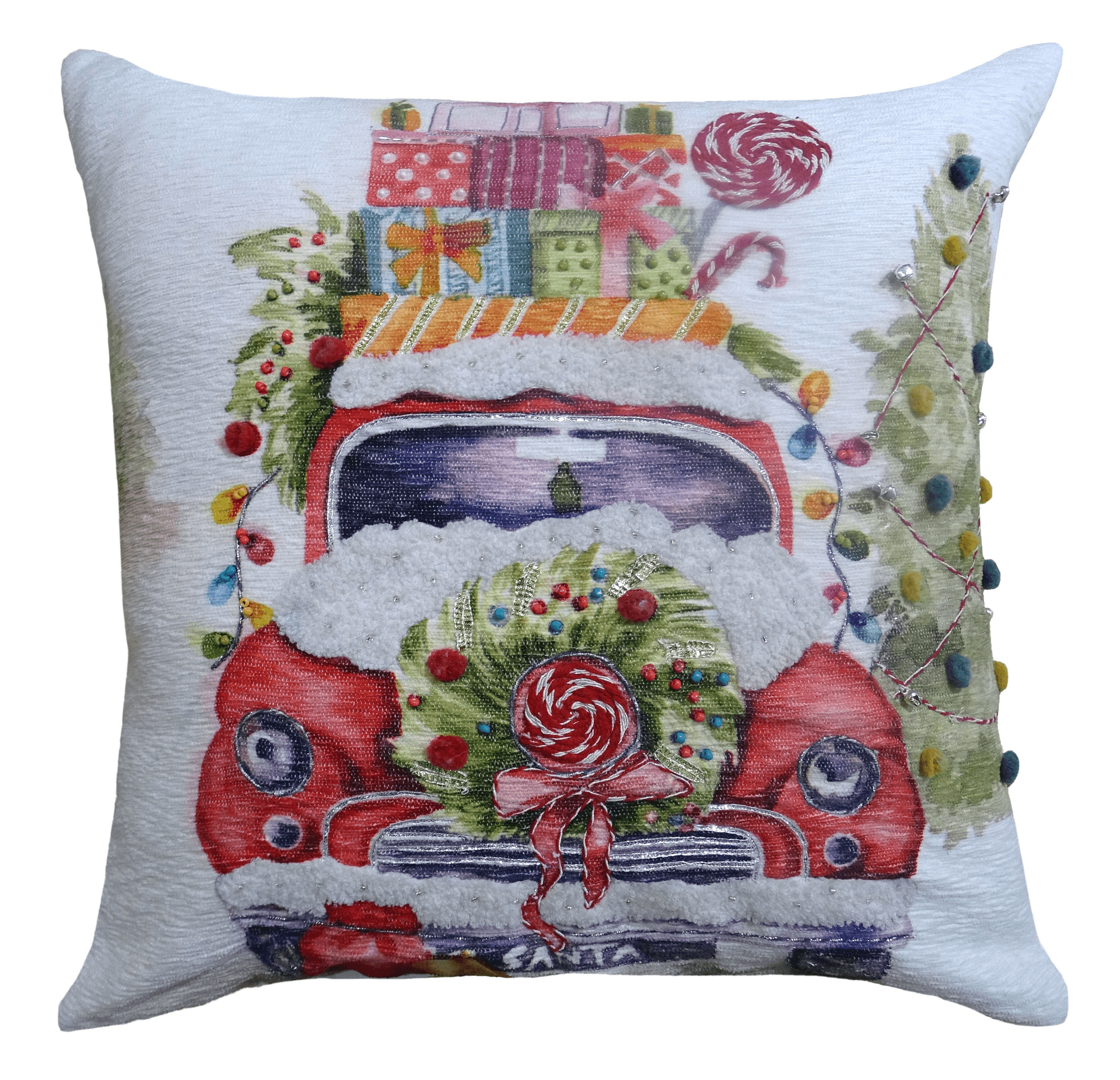 20" x 20" Christmas Embroidered Throw Pillow - Mervyns