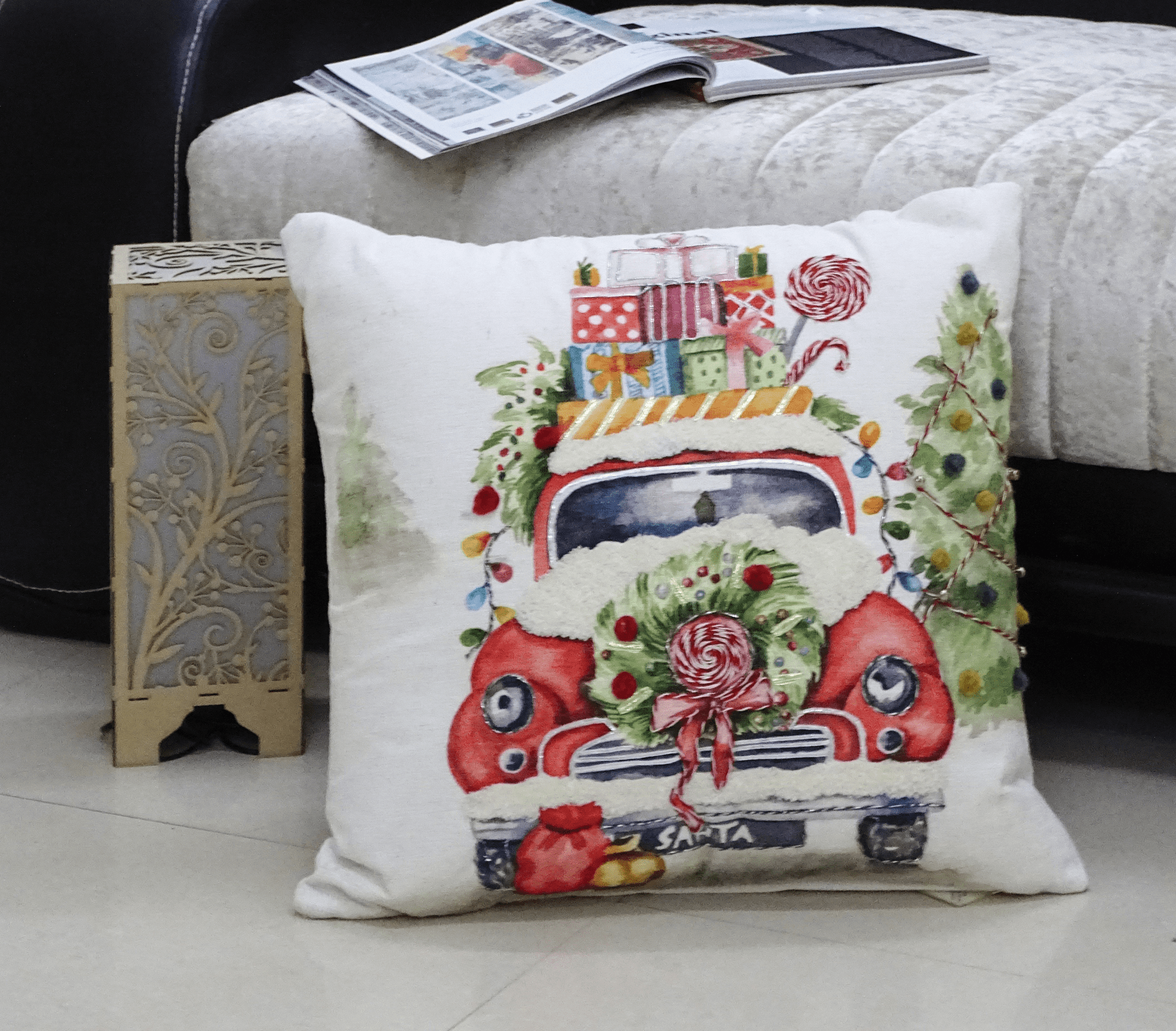 20" x 20" Christmas Embroidered Throw Pillow - Mervyns