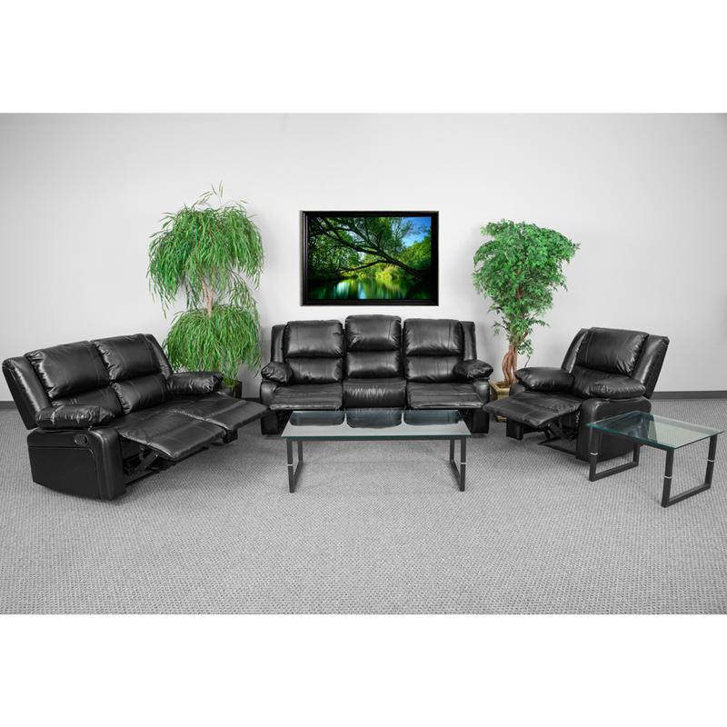 Harmony Series Black LeatherSoft Reclining Sofa Set