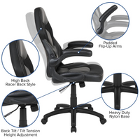 Thumbnail for X10 Gaming Chair Racing Office Ergonomic Computer PC Adjustable Swivel Chair with Flip-up Arms, Black LeatherSoft