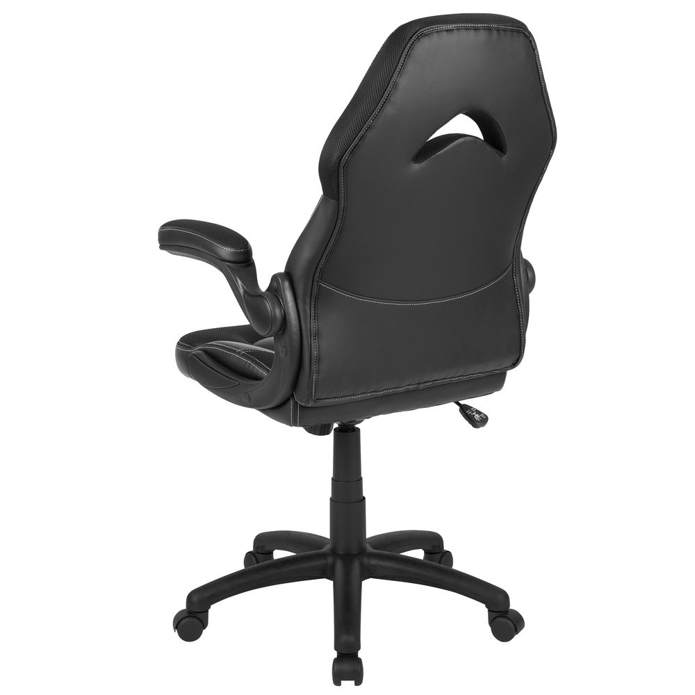 X10 Gaming Chair Racing Office Ergonomic Computer PC Adjustable Swivel Chair with Flip-up Arms, Black LeatherSoft