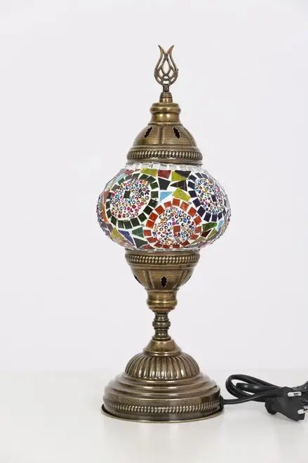 Turkish Mosaic Lamp Multicolor Circles - Decorative Handmade Table Lamp - Unique Custom Moroccan Lamp Shades