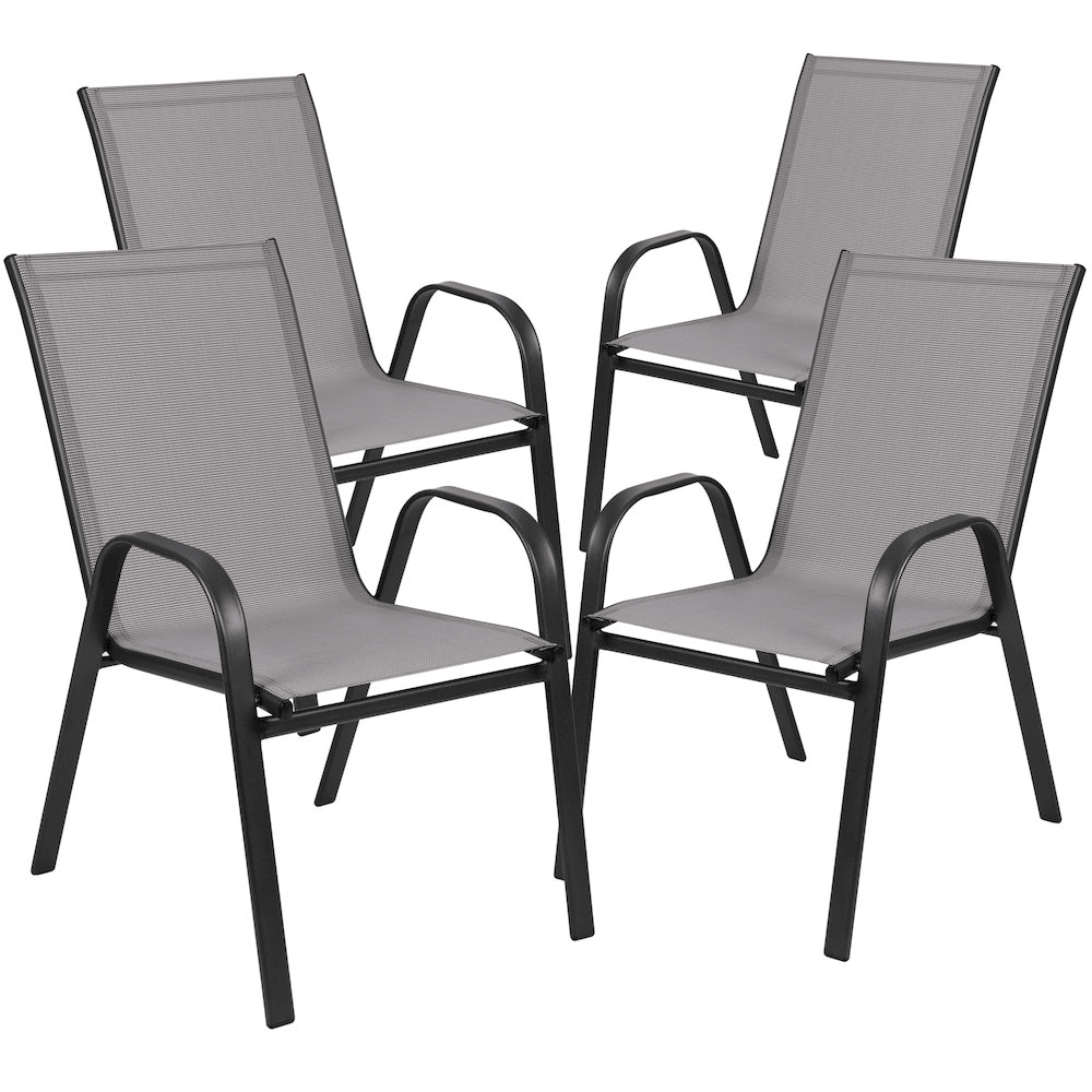 4 Pack Gray Outdoor Stack Chair with Flex Comfort Material and Metal Frame - Mervyns