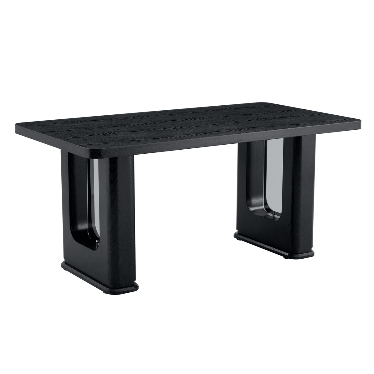 64.5 x 35.4 Inch Stylish Black Wood Color Textured Dining Table,Perfectly Blending Simplicity And Transparency. Made of MDF Material With Black Wood Grain Stickers,It Exudes A Strong Sense Of Fashion. - Mervyns