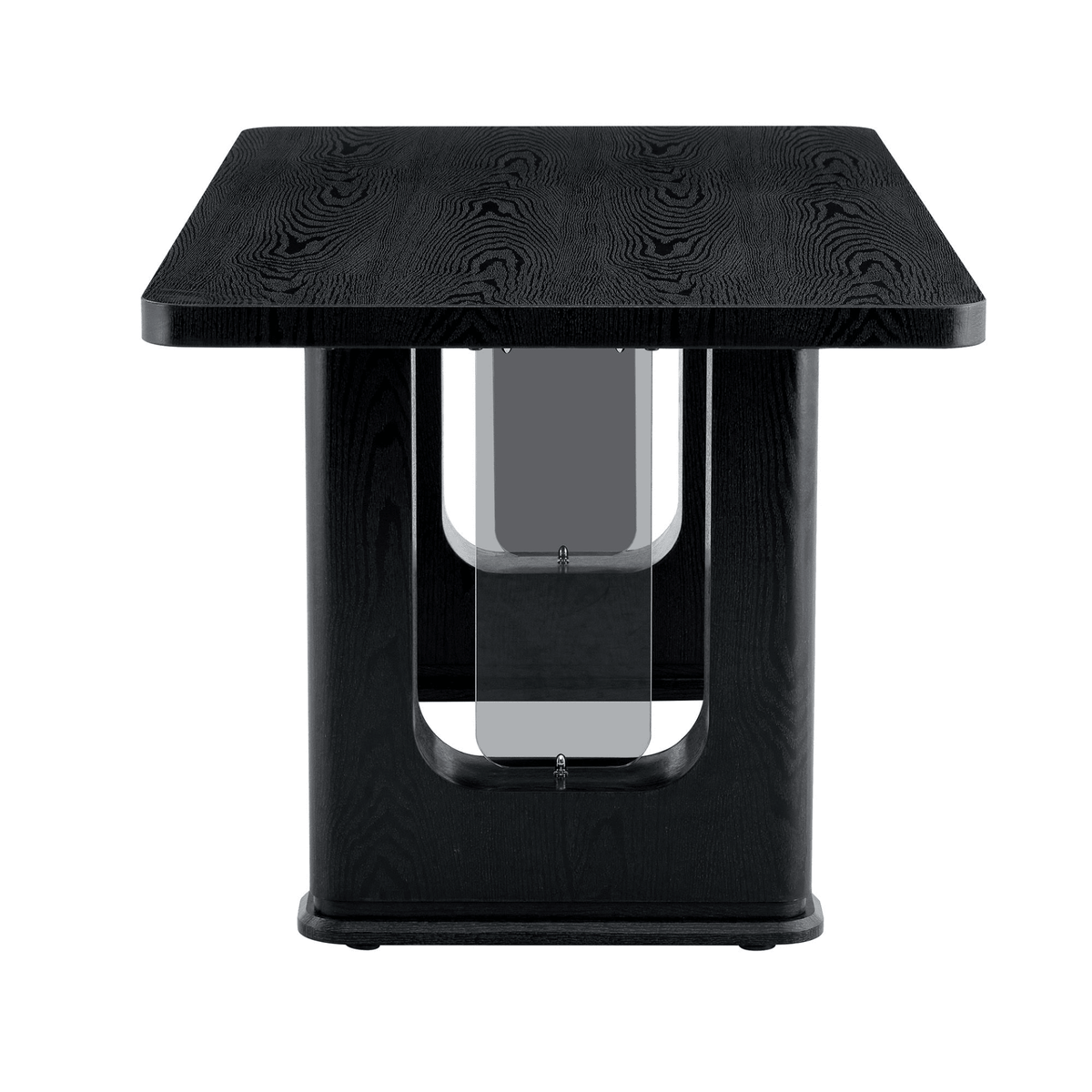64.5 x 35.4 Inch Stylish Black Wood Color Textured Dining Table,Perfectly Blending Simplicity And Transparency. Made of MDF Material With Black Wood Grain Stickers,It Exudes A Strong Sense Of Fashion. - Mervyns