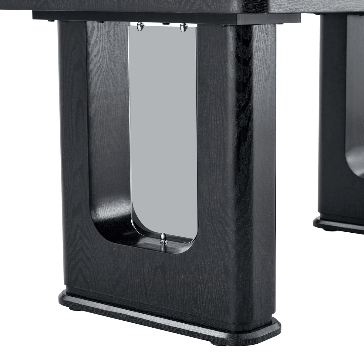 64.5 x 35.4 Inch Stylish Black Wood Color Textured Dining Table,Perfectly Blending Simplicity And Transparency. Made of MDF Material With Black Wood Grain Stickers,It Exudes A Strong Sense Of Fashion. - Mervyns