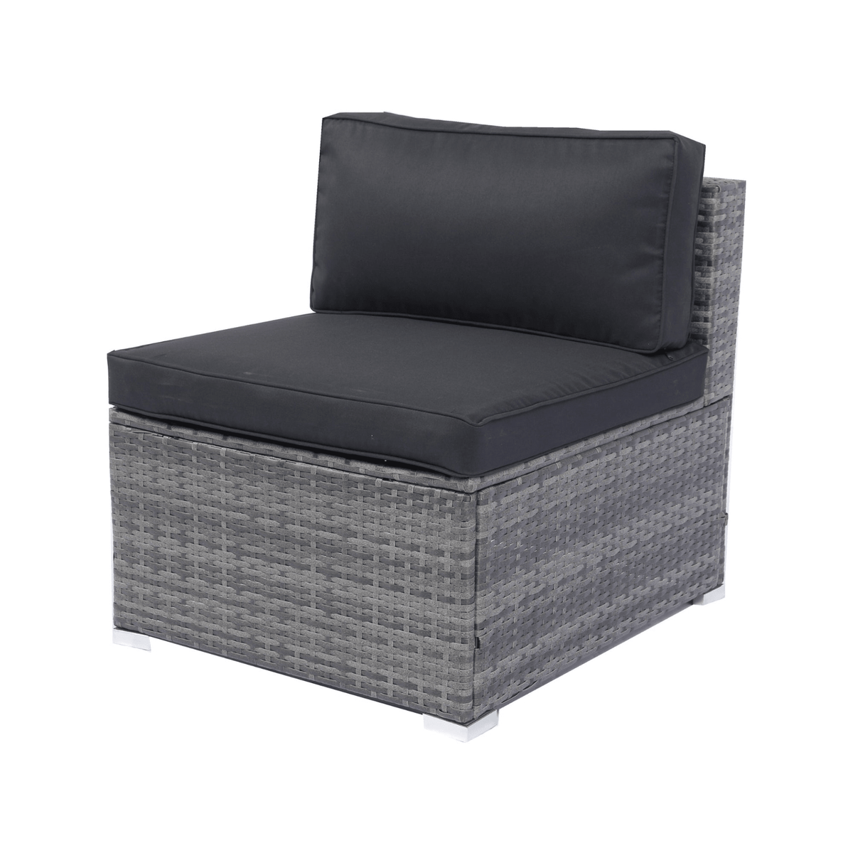 7-Piece Patio Furniture Set w/Retractable Canopy Wicker Rattan Sectional Sofa Set Patio Furniture with Washable Cushions for Lawn, Garden, Backyard, Poolside Grey wicker + Black Cushion - Mervyns