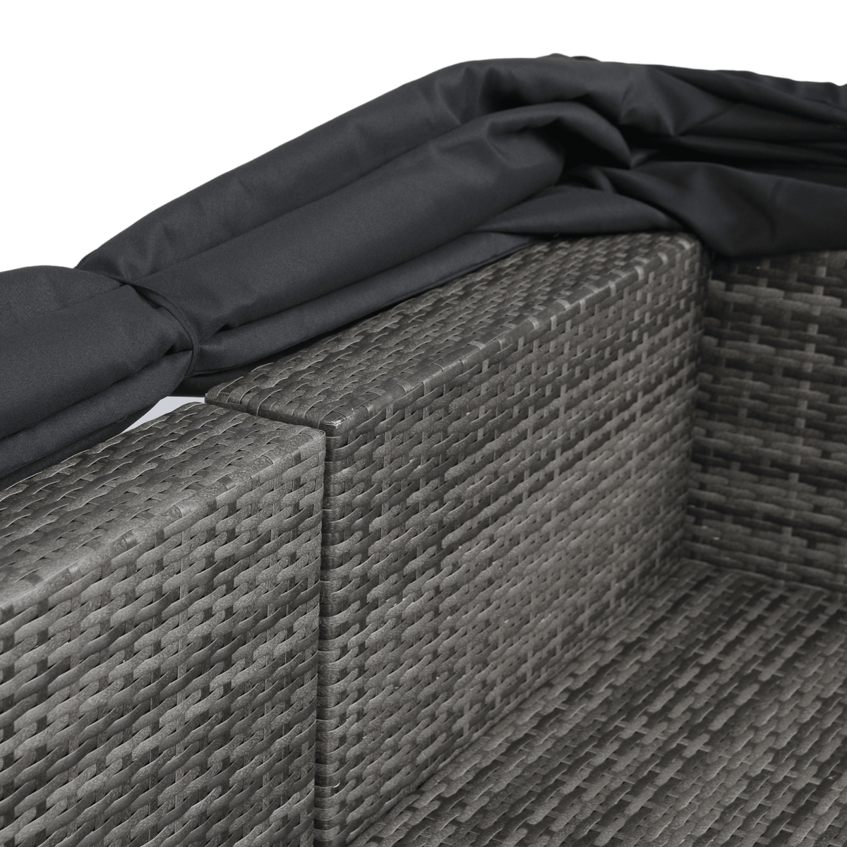 7-Piece Patio Furniture Set w/Retractable Canopy Wicker Rattan Sectional Sofa Set Patio Furniture with Washable Cushions for Lawn, Garden, Backyard, Poolside Grey wicker + Black Cushion - Mervyns