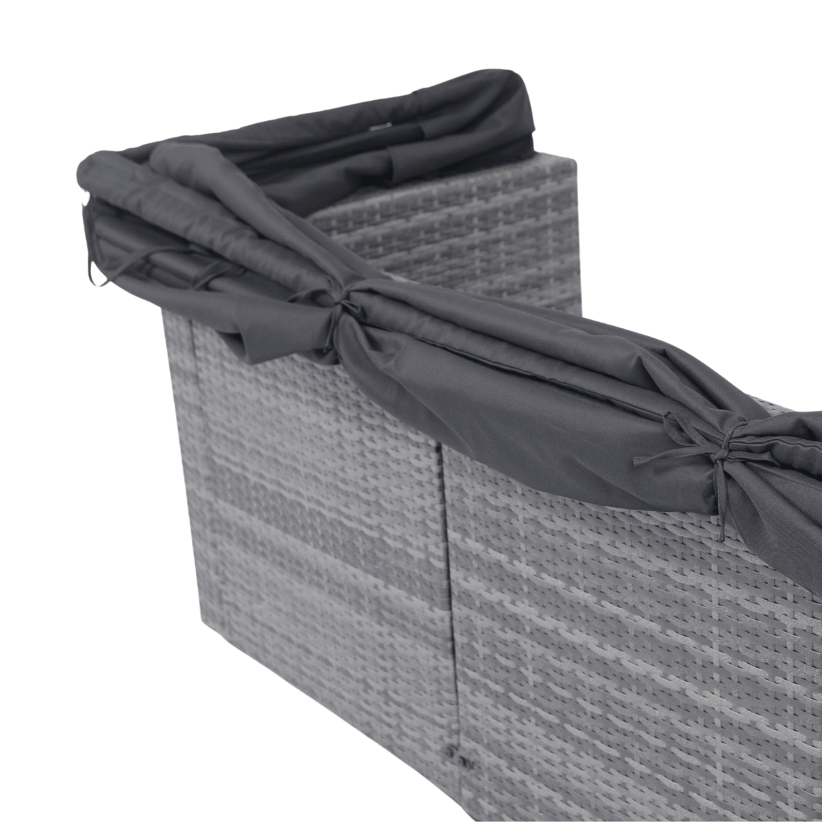 7-Piece Patio Furniture Set w/Retractable Canopy Wicker Rattan Sectional Sofa Set Patio Furniture with Washable Cushions for Lawn, Garden, Backyard, Poolside Grey wicker + Black Cushion - Mervyns