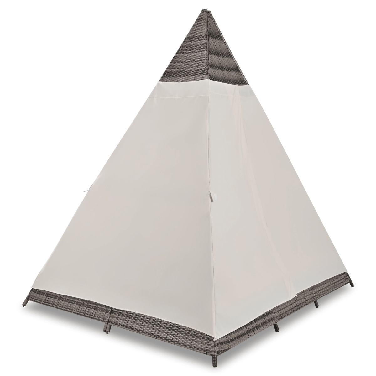 90.5' Length Outdoor Sunbed With Colorful Pillows, Wicker Patio Daybed With Cushions, Tent Shape, Brown and Beige - Mervyns