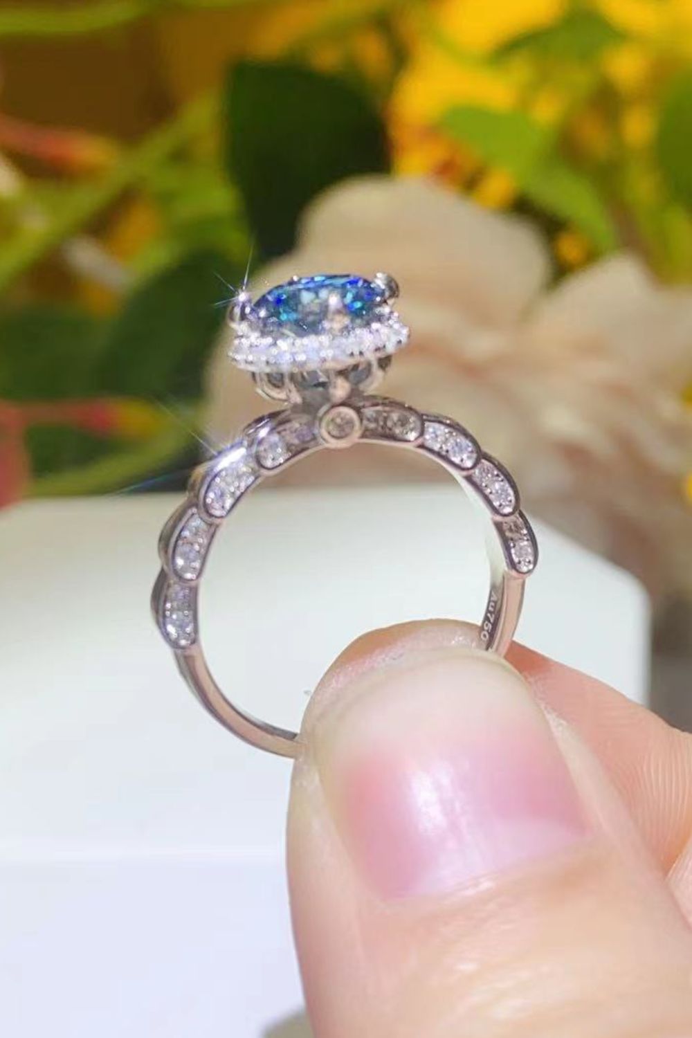 925 Sterling Silver 1 Carat Moissanite Cluster Ring - Mervyns