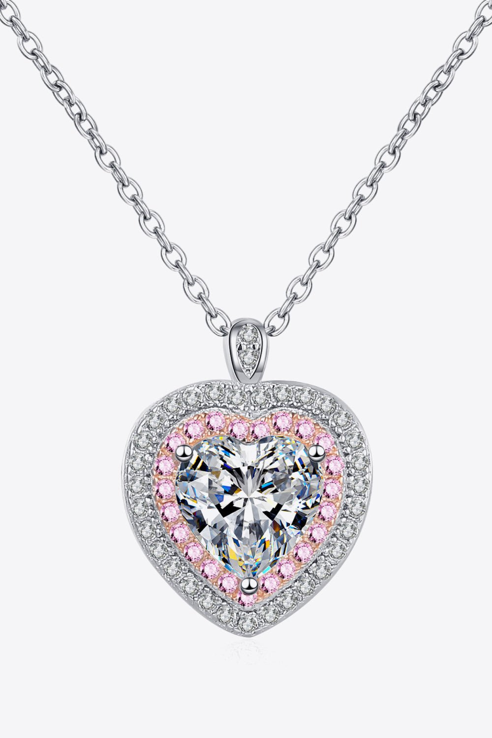 925 Sterling Silver 1 Carat Moissanite Heart Pendant Necklace - Mervyns