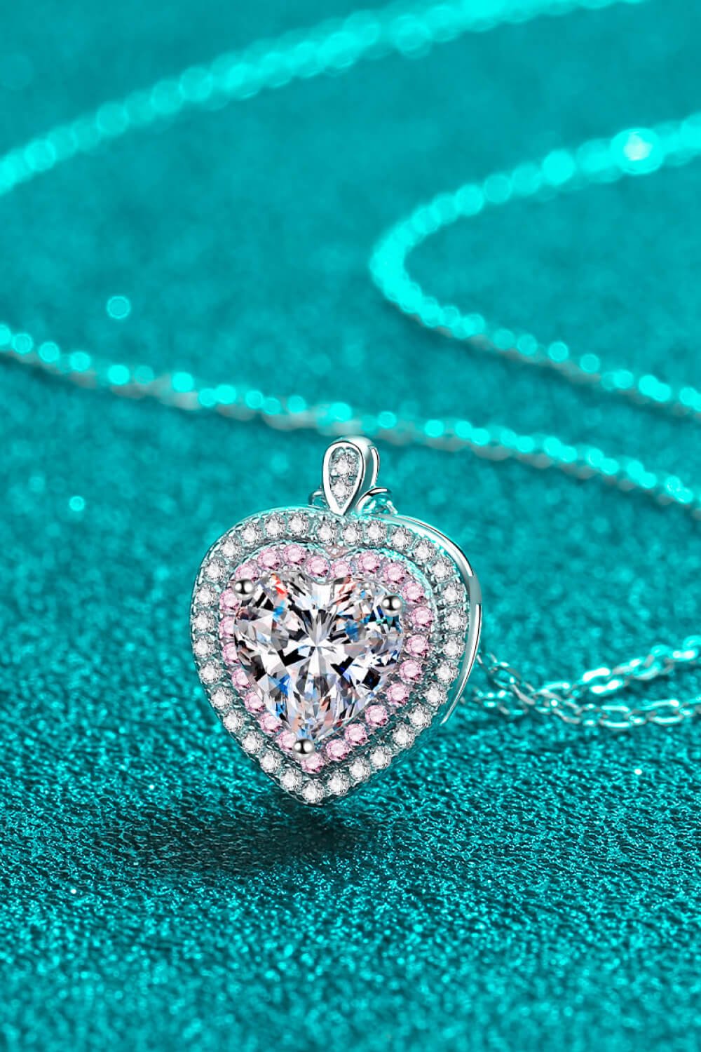 925 Sterling Silver 1 Carat Moissanite Heart Pendant Necklace - Mervyns