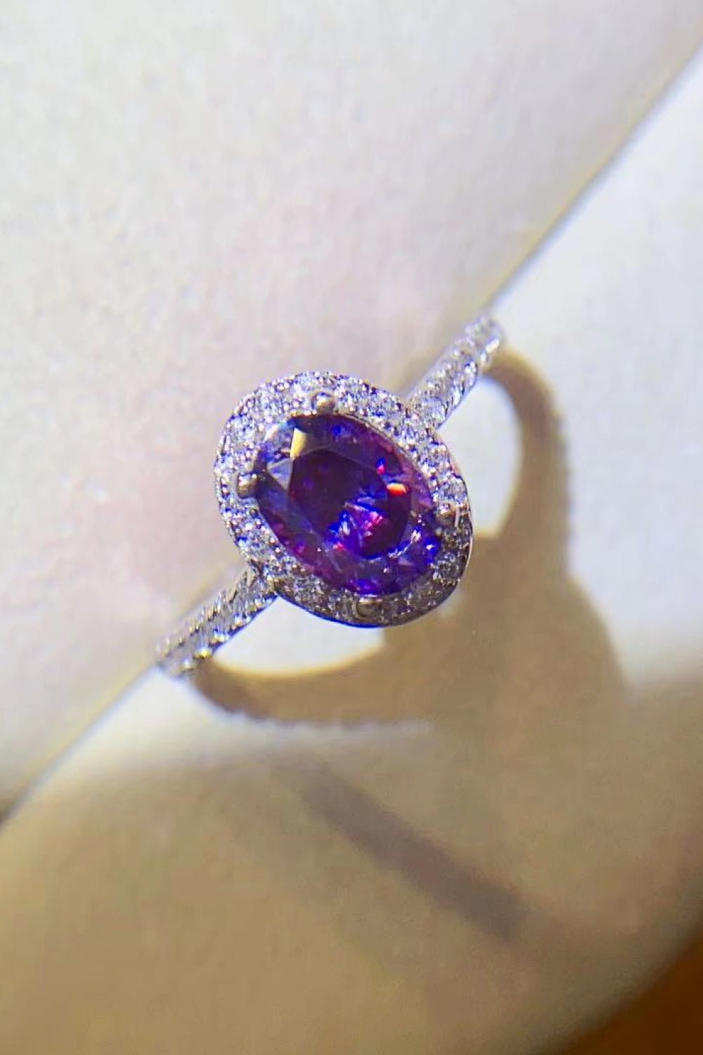 925 Sterling Silver 1 Carat Purple Moissanite Ring - Mervyns