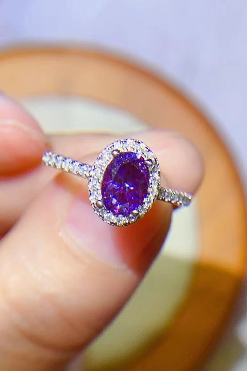 925 Sterling Silver 1 Carat Purple Moissanite Ring - Mervyns