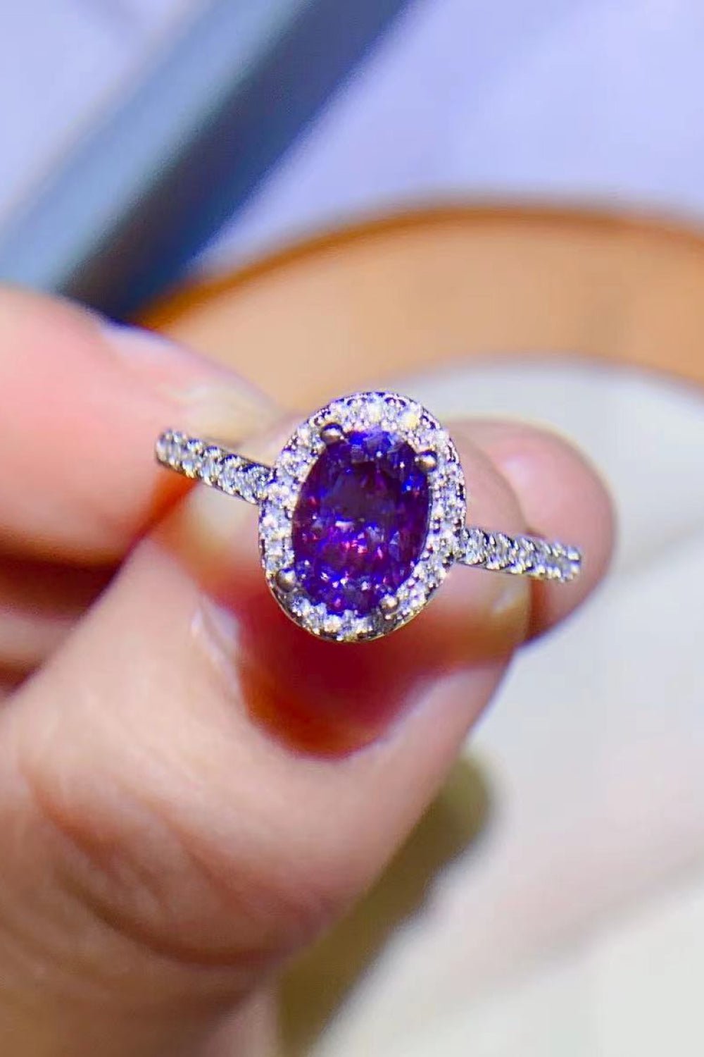 925 Sterling Silver 1 Carat Purple Moissanite Ring - Mervyns