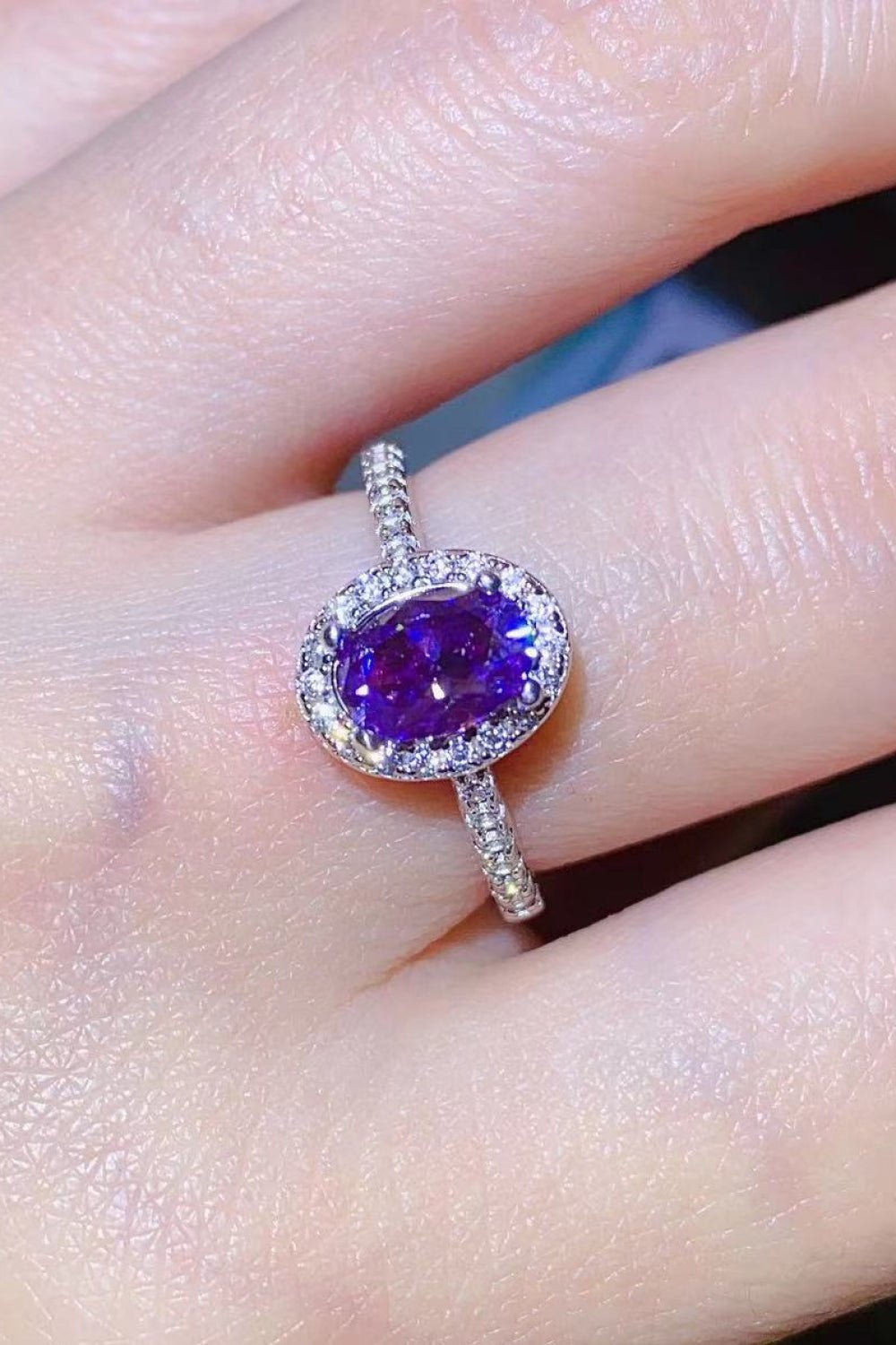 925 Sterling Silver 1 Carat Purple Moissanite Ring - Mervyns