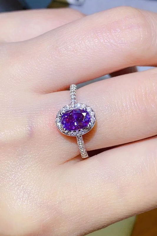 925 Sterling Silver 1 Carat Purple Moissanite Ring - Mervyns