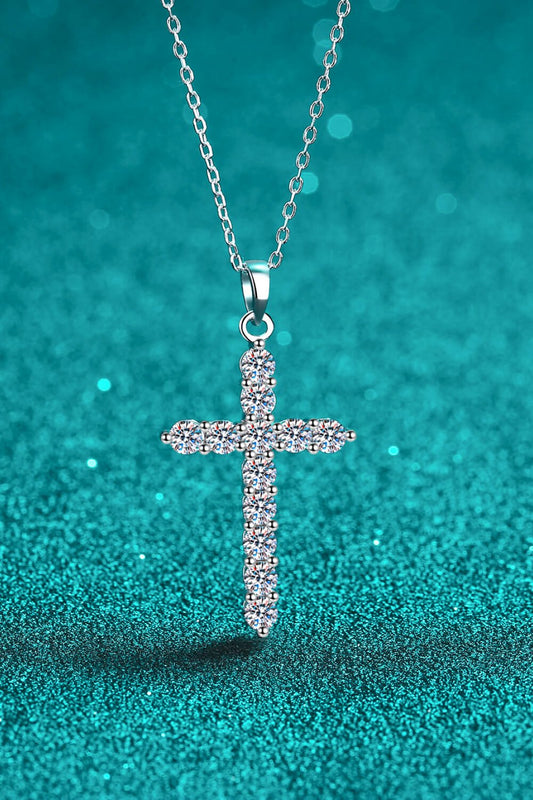 925 Sterling Silver Cross Moissanite Necklace - Mervyns