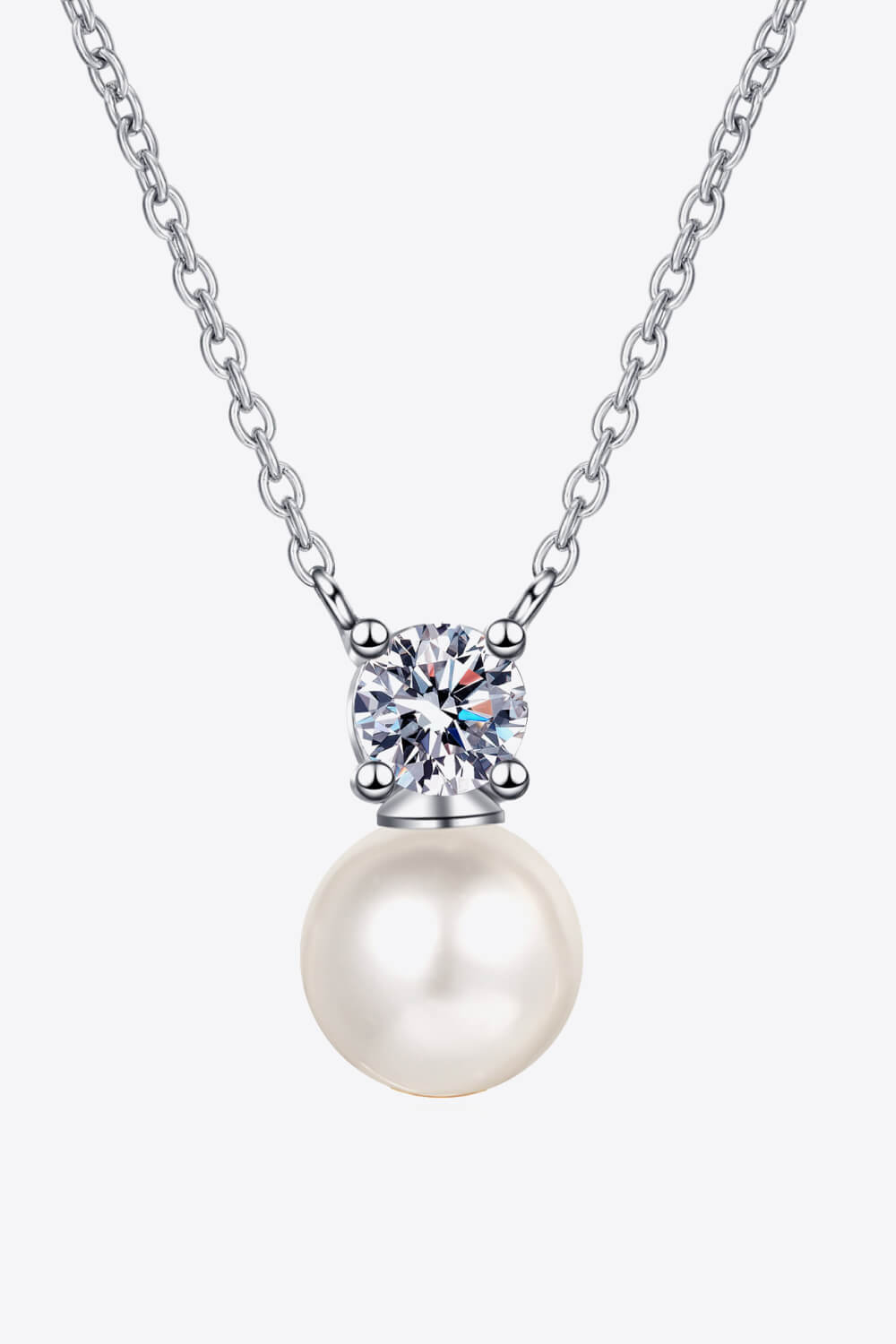 925 Sterling Silver Freshwater Pearl Moissanite Necklace - Mervyns