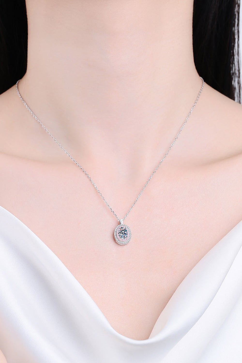 925 Sterling Silver Rhodium - Plated 1 Carat Moissanite Pendant Necklace - Mervyns