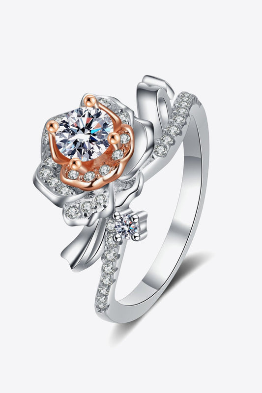 925 Sterling Silver Rose - Shaped Moissanite Ring - Mervyns