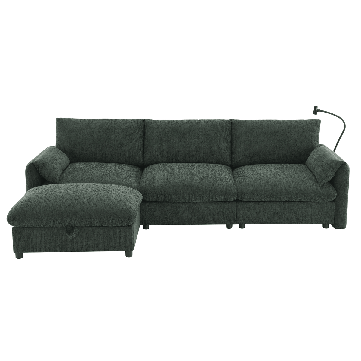 96.5'' Chenille Sectional Sofa with Storage Ottoman and Pockets,Adjustable Phone Holder,Wide Seat,4 Seat L Shaped Couch Set,Comfy Sofa with USB Charger for Living Room,Apartment,3 Colors - Mervyns