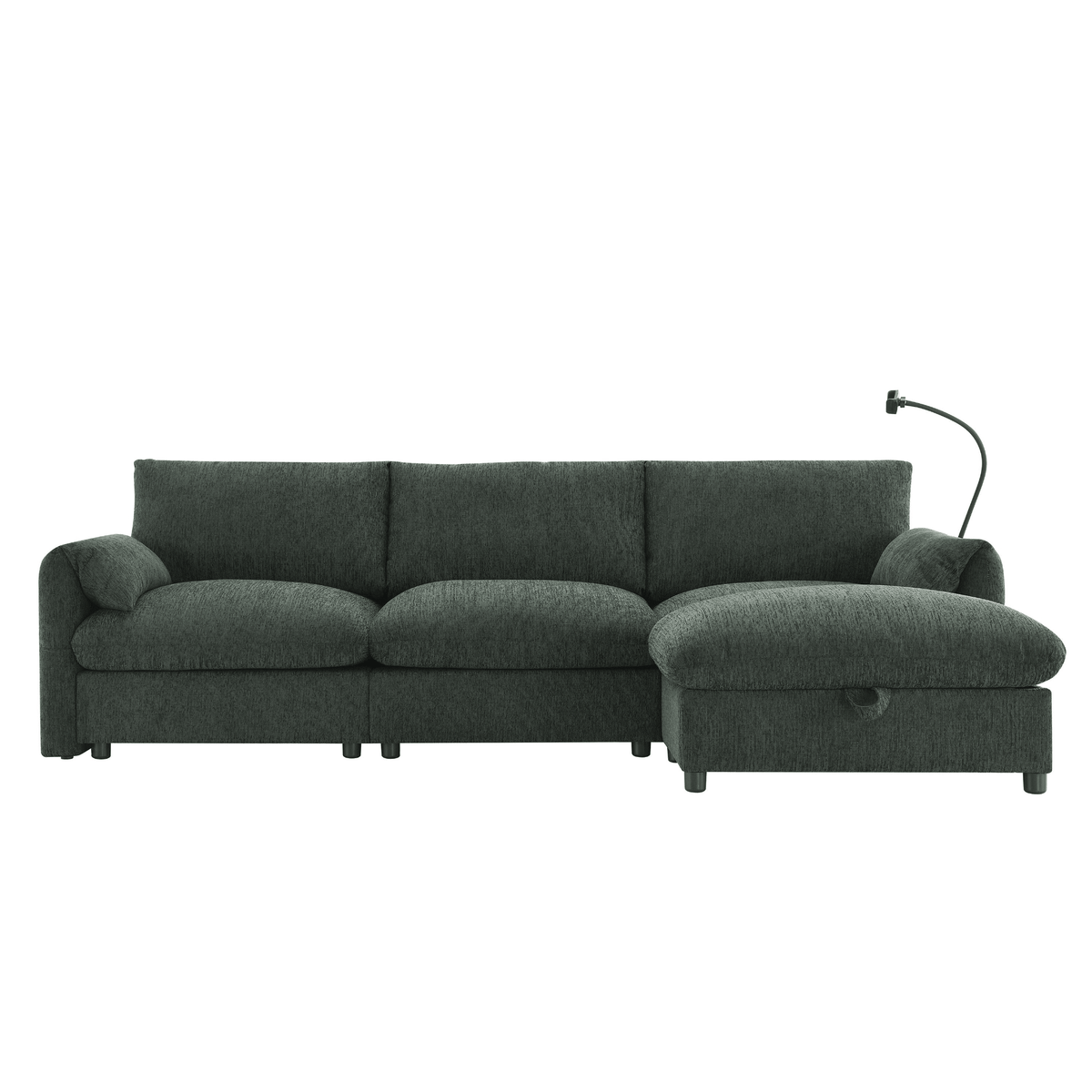 96.5'' Chenille Sectional Sofa with Storage Ottoman and Pockets,Adjustable Phone Holder,Wide Seat,4 Seat L Shaped Couch Set,Comfy Sofa with USB Charger for Living Room,Apartment,3 Colors - Mervyns
