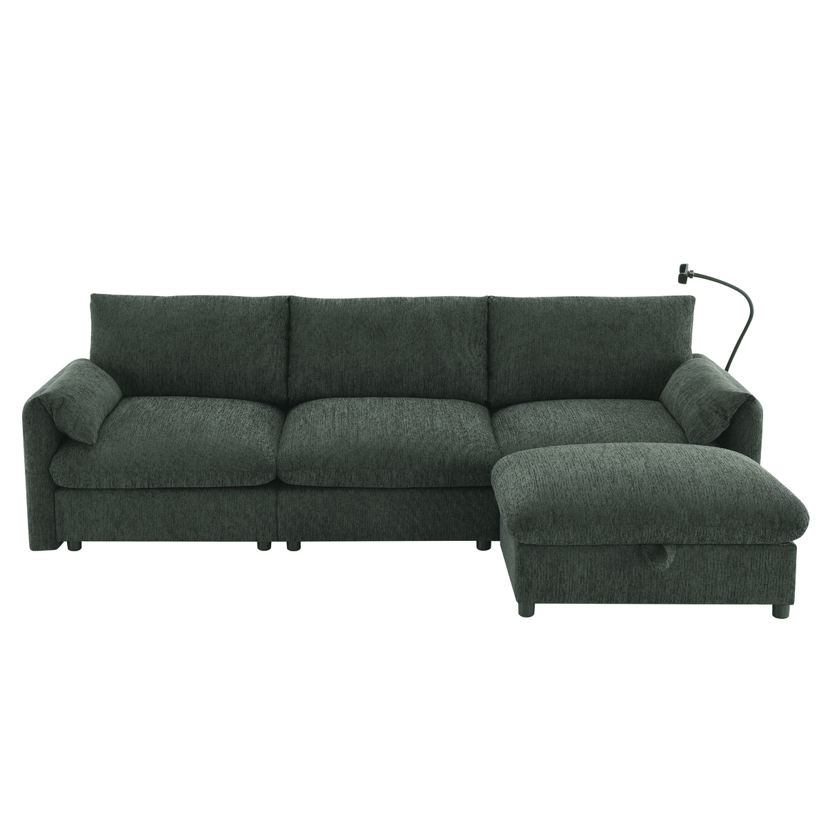 96.5'' Chenille Sectional Sofa with Storage Ottoman and Pockets,Adjustable Phone Holder,Wide Seat,4 Seat L Shaped Couch Set,Comfy Sofa with USB Charger for Living Room,Apartment,3 Colors - Mervyns