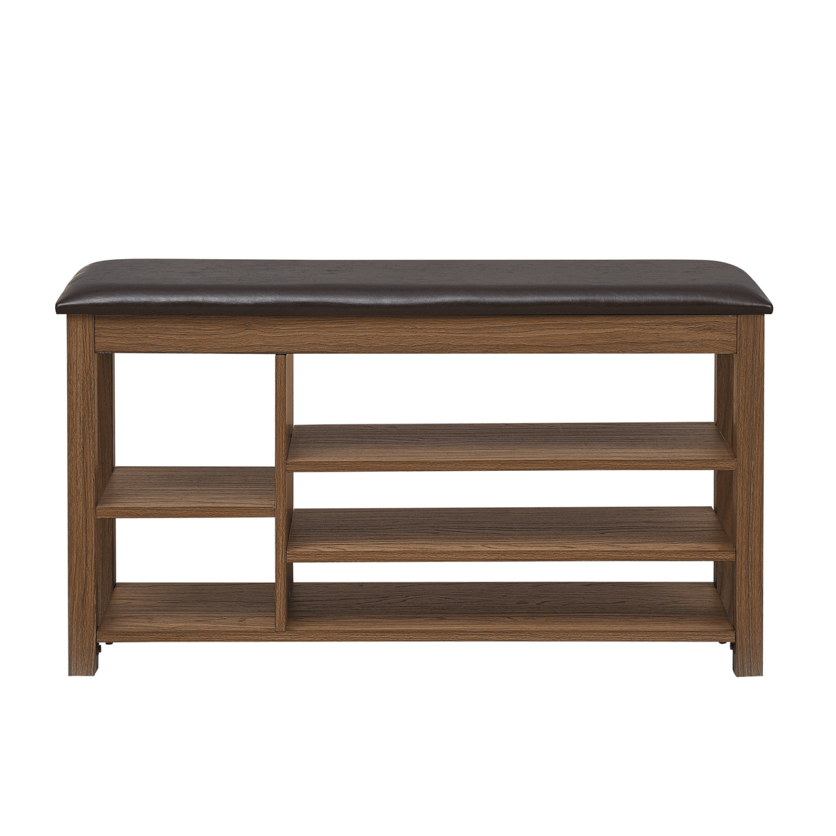 A height-adjustable long shoe-changing bench,made of natural rubberwood,comes with a comfortable seat,concealed storage space and large storage compartments. features natural wood grain.Brown - Mervyns