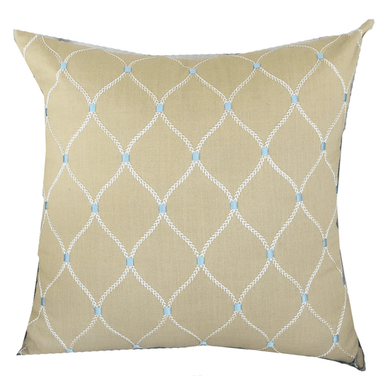 Abby Taupe White and Blue Handmade Luxury Pillow - Mervyns