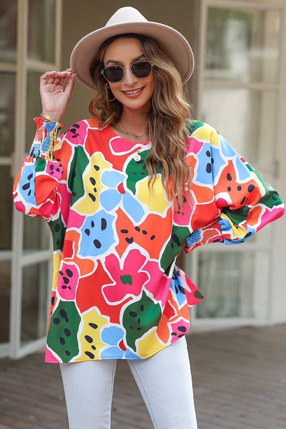 Abstract Lantern Sleeve Blouse - Mervyns