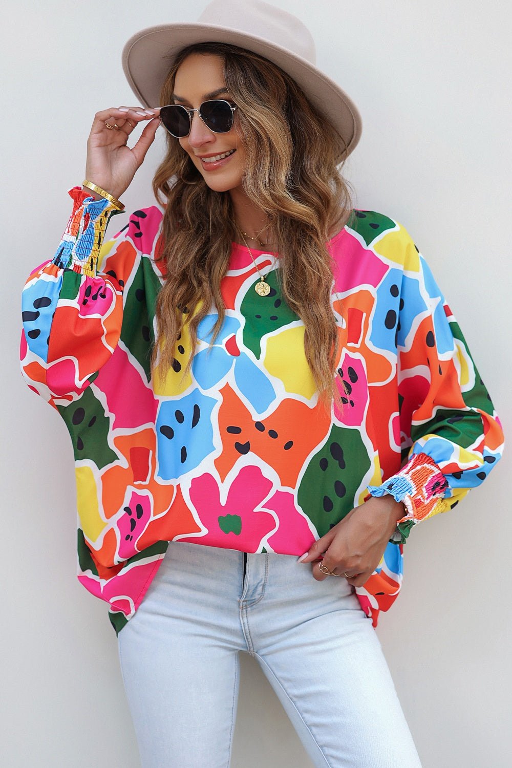 Abstract Lantern Sleeve Blouse - Mervyns