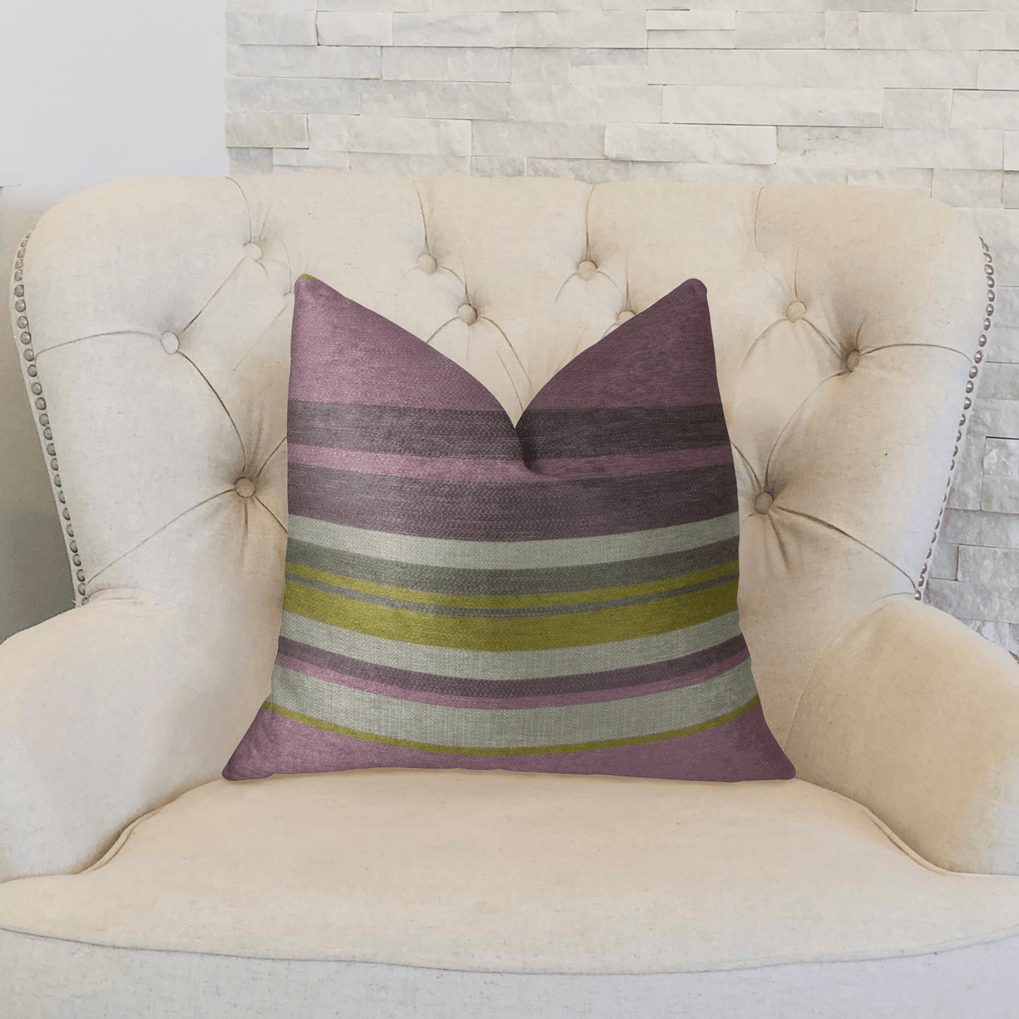 Acai Crush Berry Olive and Cream Handmade Luxury Pillow - Mervyns