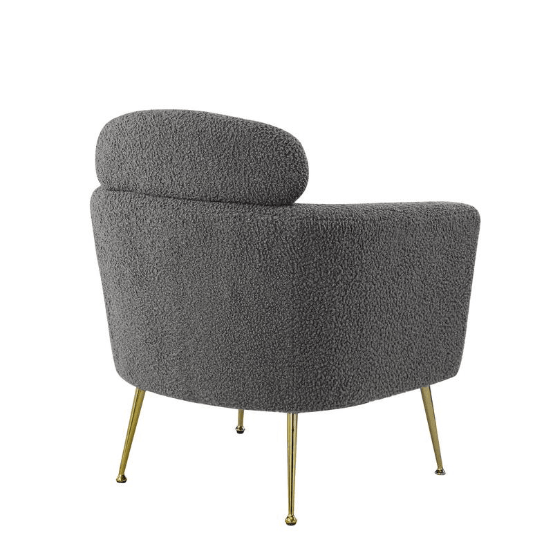 Accent chair with grey vegan (faux) fur and gold chrome legs - Mervyns