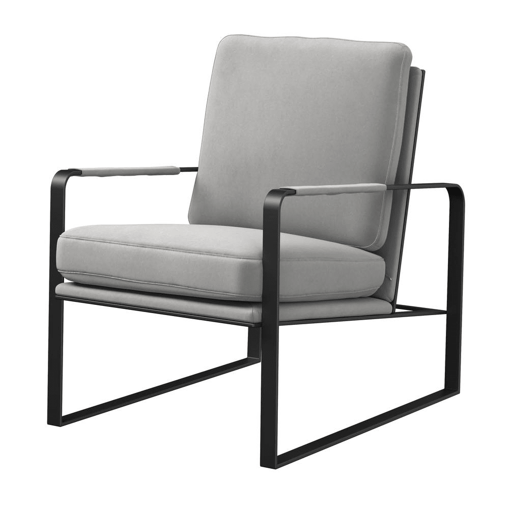Accent Chair,Velvet Seat And Black Legs, Light Gray - Mervyns