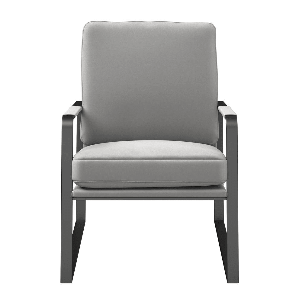 Accent Chair,Velvet Seat And Black Legs, Light Gray - Mervyns