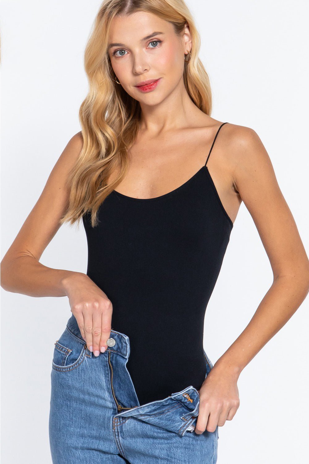 ACTIVE BASIC Ribbed Round Neck Seamless Cami Bodysuit - Mervyns